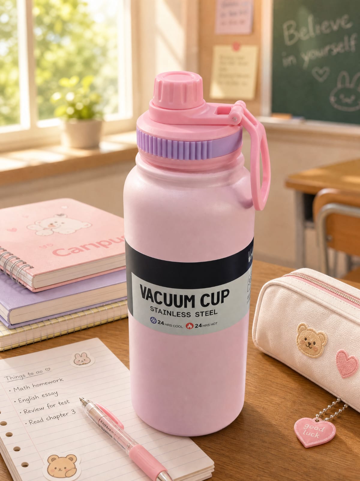 Pastel Pink Vacuum Water Bottle